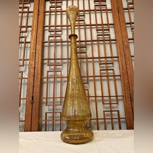 Tall MCM Amber Glass Decanter/Vase 26”